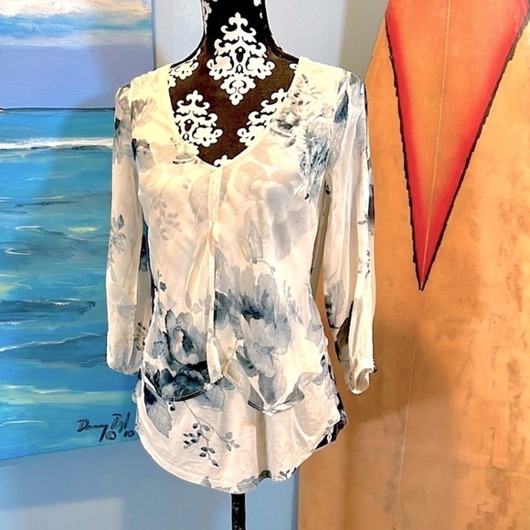 ⭐️Lucky Brand, Beautiful Blue Swirls, Apron Front, Romantic & Soft, Size XS - Picture 3 of 12